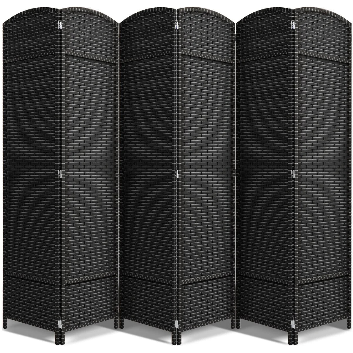 6-Panel Room Divider Privacy Screen With Hand-Woven Mesh Panels - 6 Ft Tall