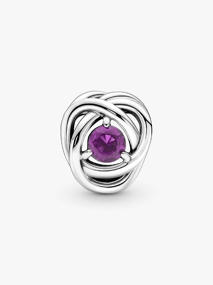 February Purple Eternity Circle Charm