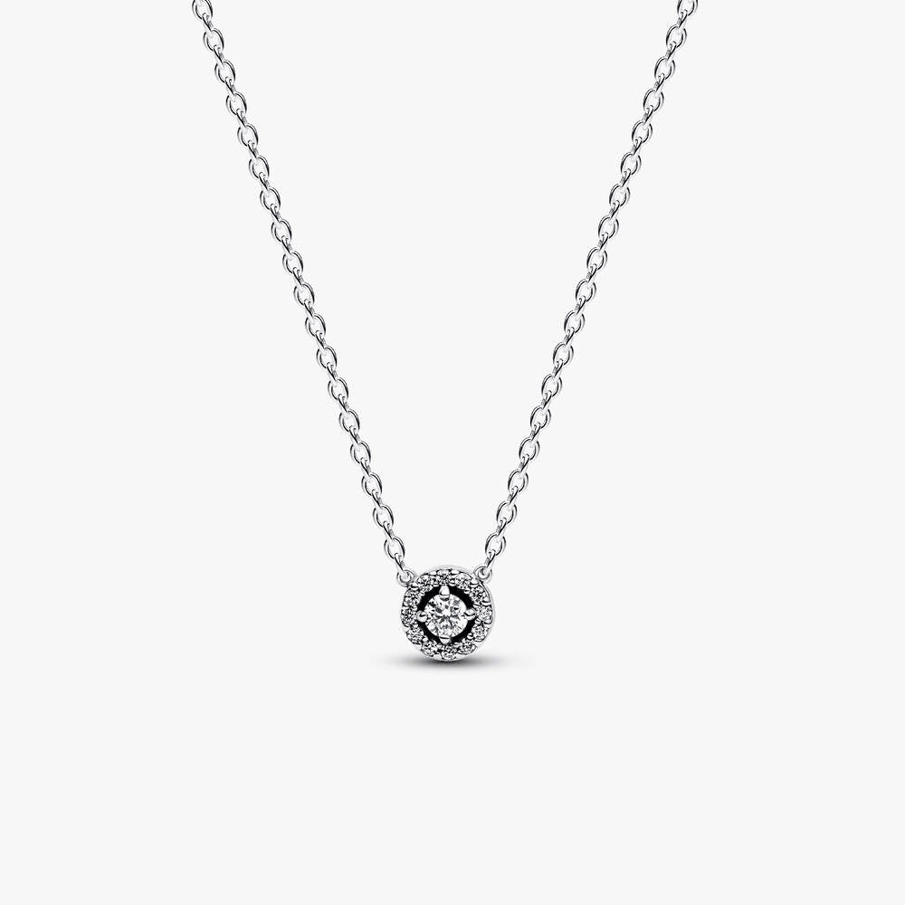Round Pavé Halo Collier Necklace