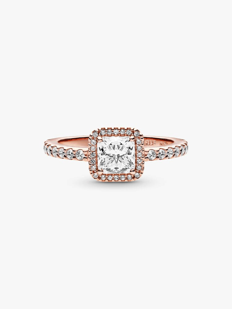 Square Sparkle Halo Ring