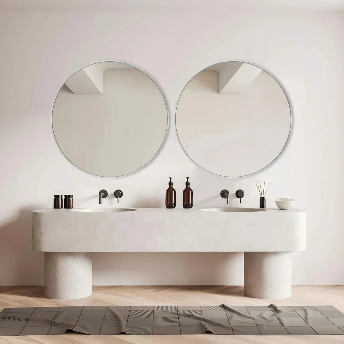 Round Bathroom Vanity Mirror, 24x24 / 36x36, Black, Brushed Gold or Silver