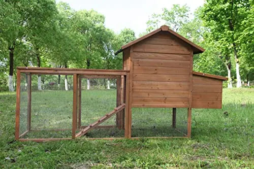 ECOLINEAR Outdoor Wooden Chicken Coop With Nest Box, 80.7in x 26in x 44.5in, Natural Wood