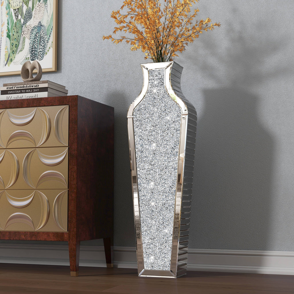 Crushed Diamond Floor Vase, Glass And MDF - 26.8 in, 36 in, 43 in