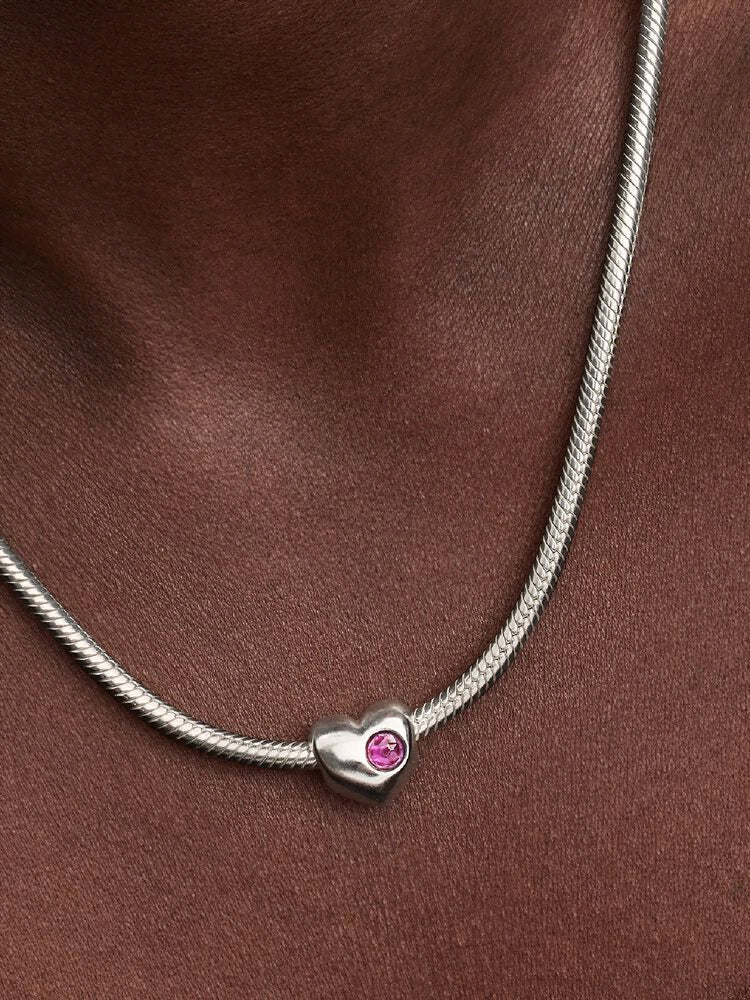 Engravable Purple Stone Heart Charm