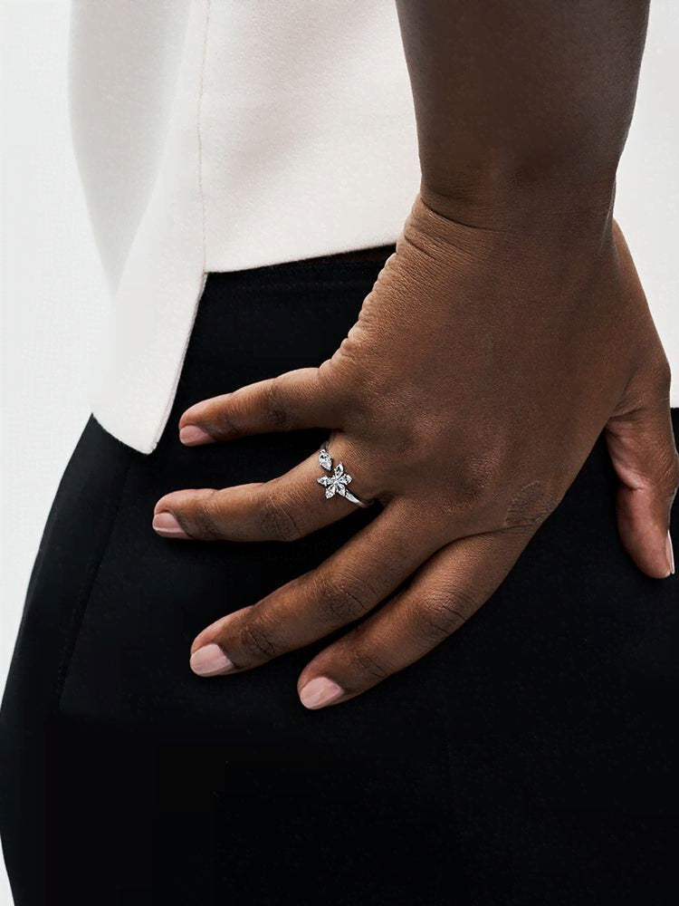 Sparkling Herbarium Cluster Open Ring