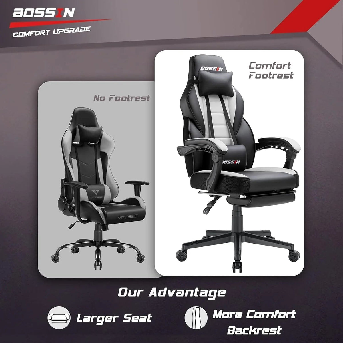 Racing Style Gaming Chair, 300 lbs Big And Tall High Back Computer Chair