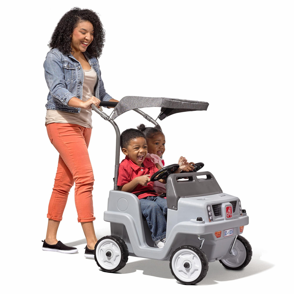 Kids 2-Seat Side-by-Side Push Ride-On SUV - Blue Or Gray