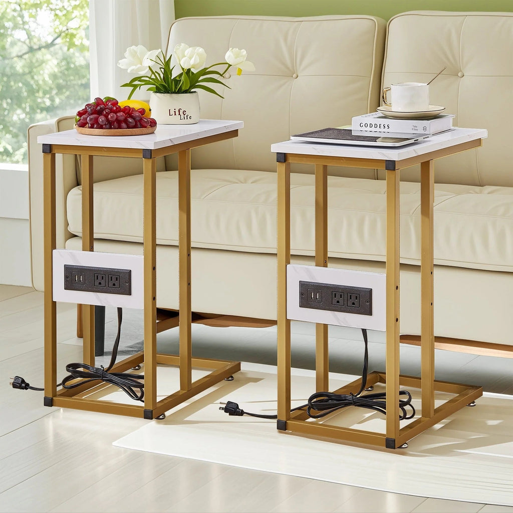 C-Shaped Sofa Side Tables, Set of 2, 11" D x 19" W x 24" H