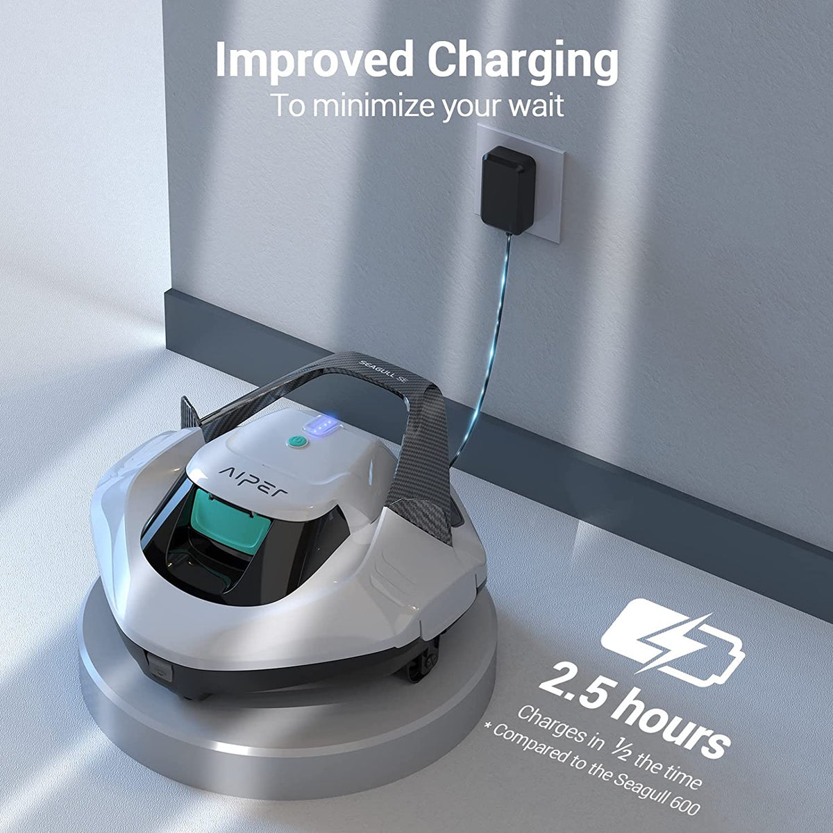 AIPER Cordless Robotic Pool Cleaner With Dual-Drive Motors - Seagull 600