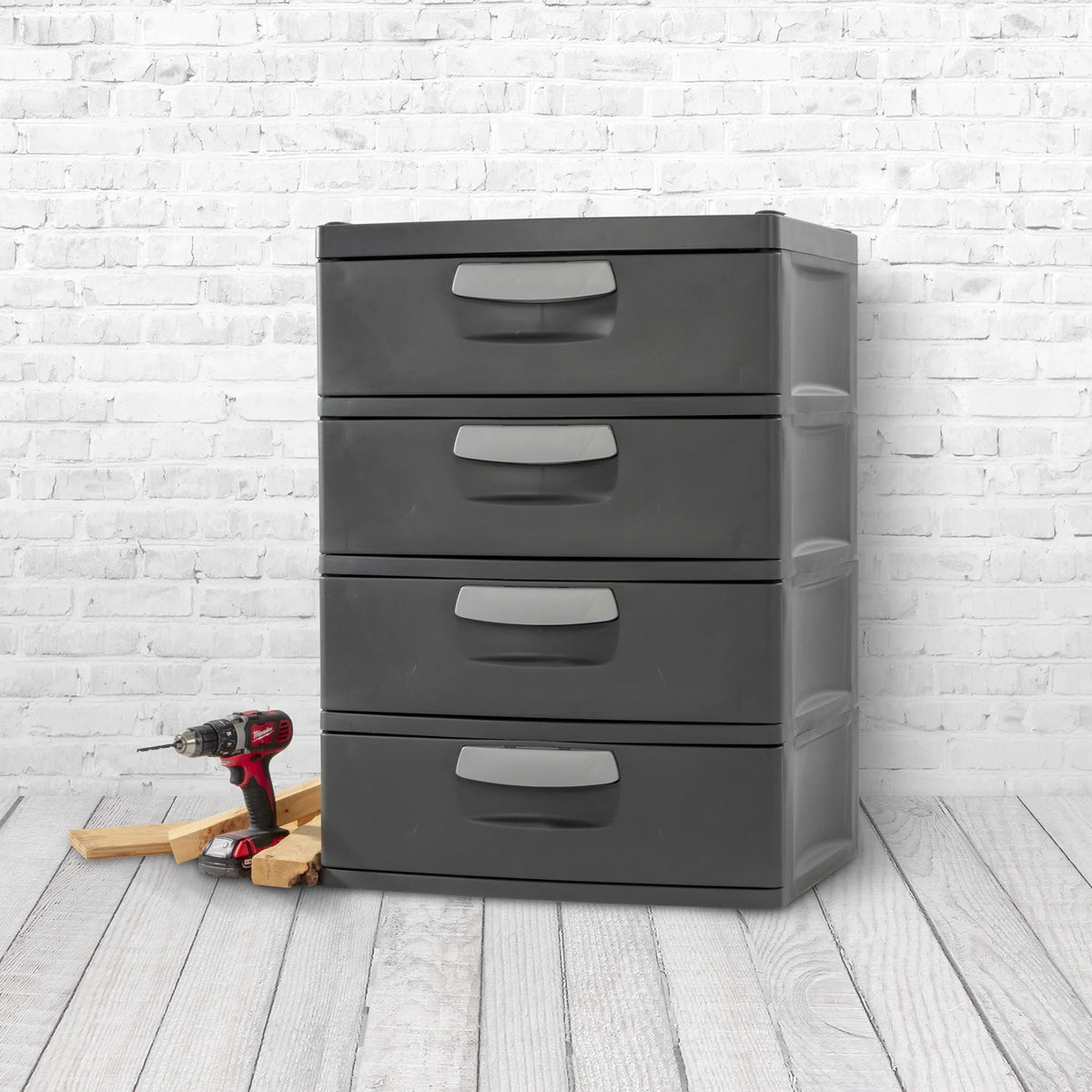 Sterilite 4 Drawer Plastic Storage Unit, Dark Gray, 1 Count - 4 Drawer Unit