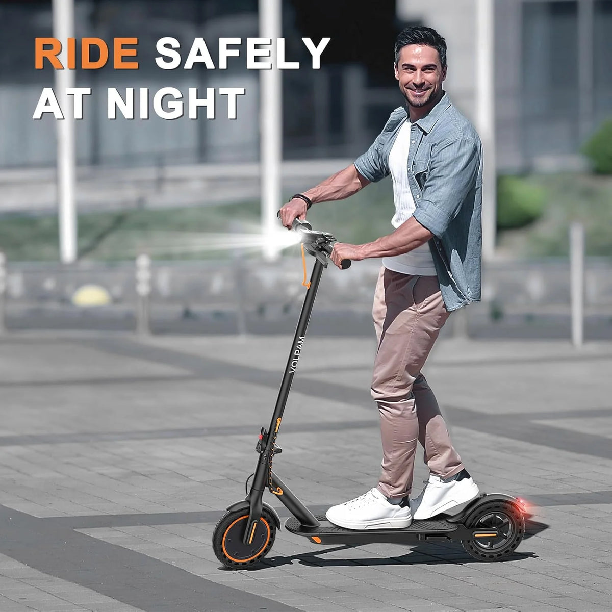 Electric Scooter With Solid Tires And Dual Braking - 350W/500W