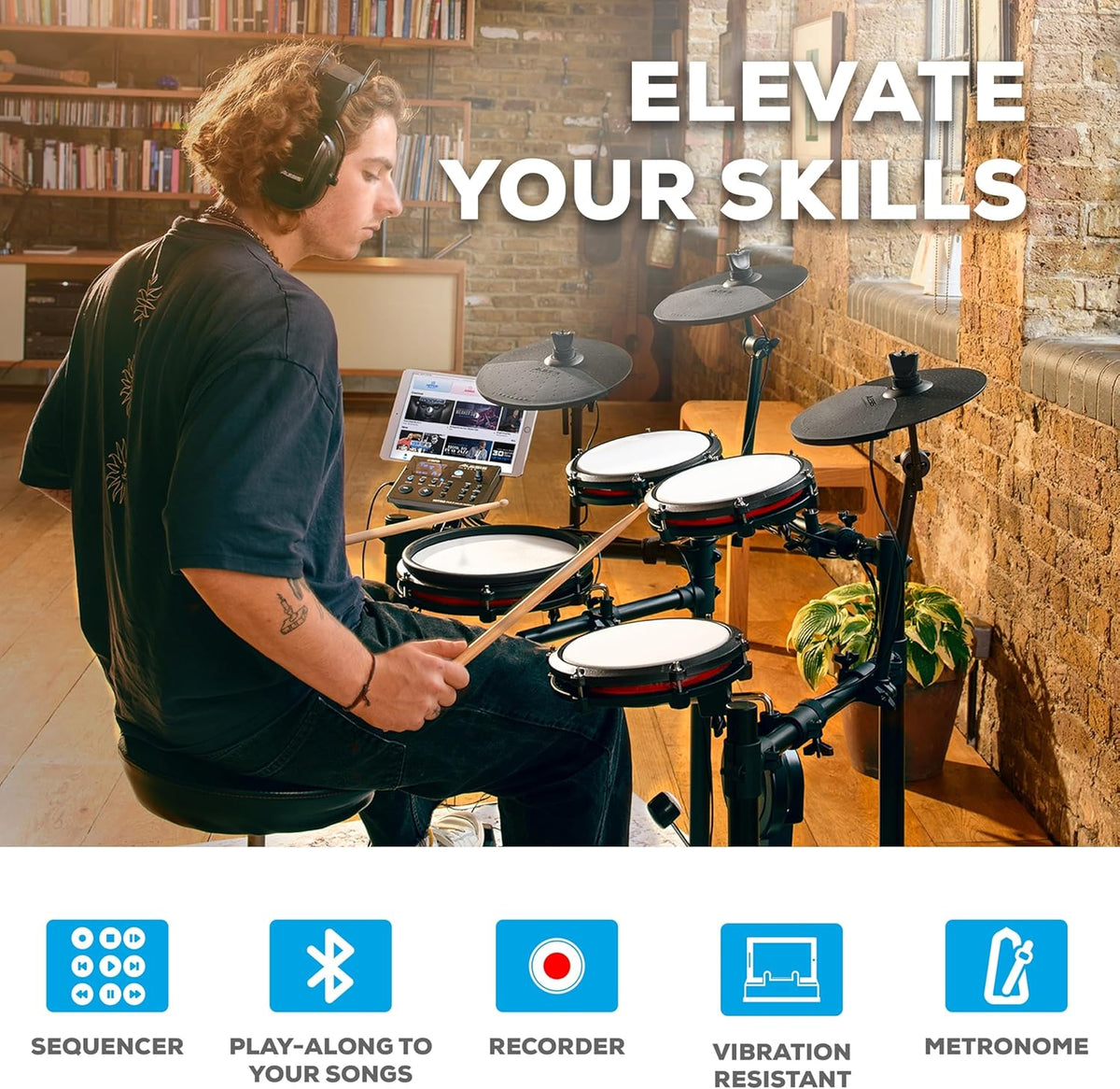 Alesis 8-Piece Electronic Drum Set With Mesh Pads And Bluetooth - Nitro Max