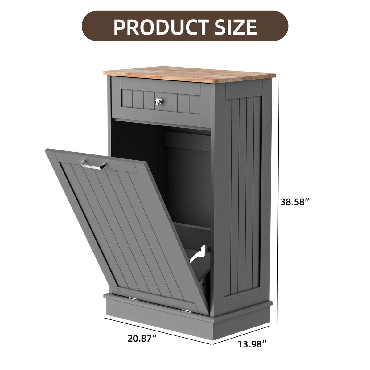 HARIPUL Single Tilt-Out Trash Cabinet For 13 Gallon Waste Bin, White