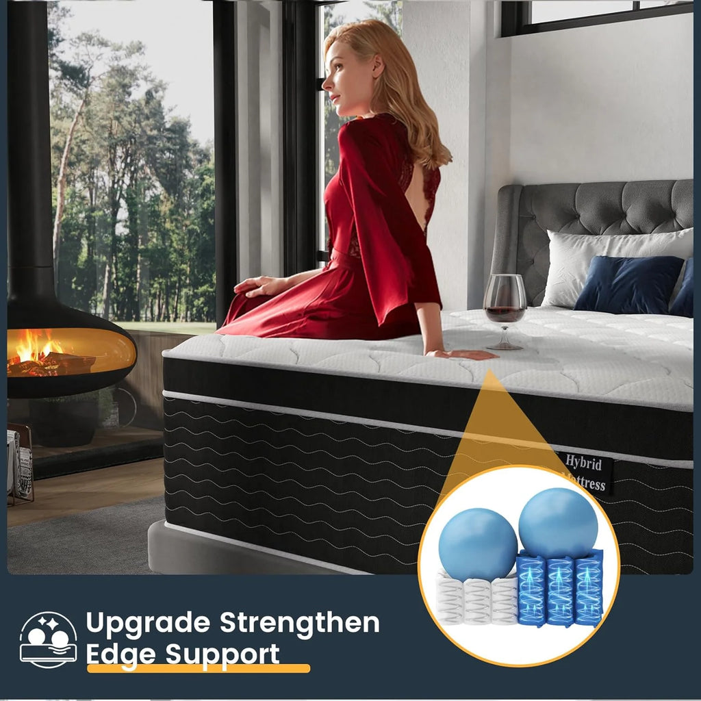 Full Size 10 Inch Medium Plush Hybrid Mattress In A Box