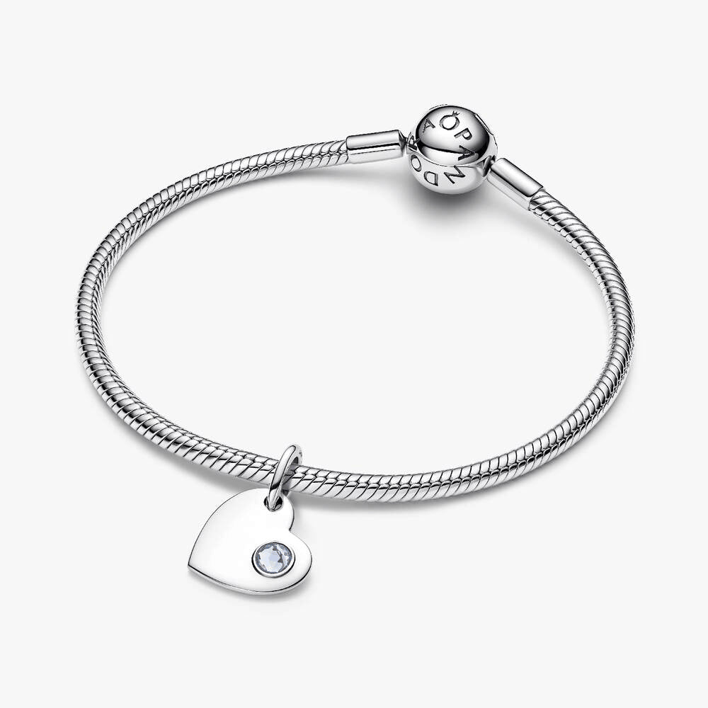 Engravable Heart Aqua Blue Stone Dangle Charm