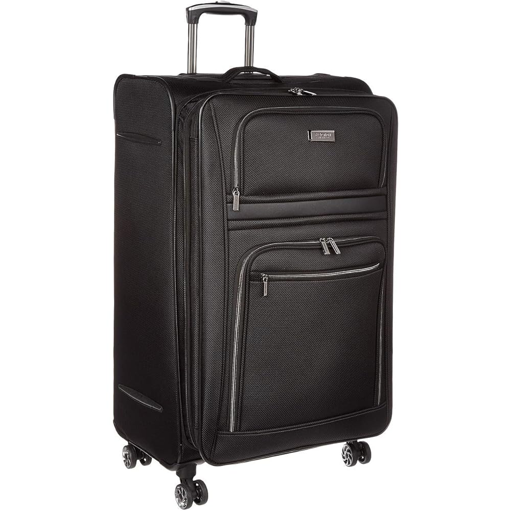 Kenneth Cole REACTION Rugged Roamer Softside Expandable Spinner Luggage, Black, 28-Inch Checked