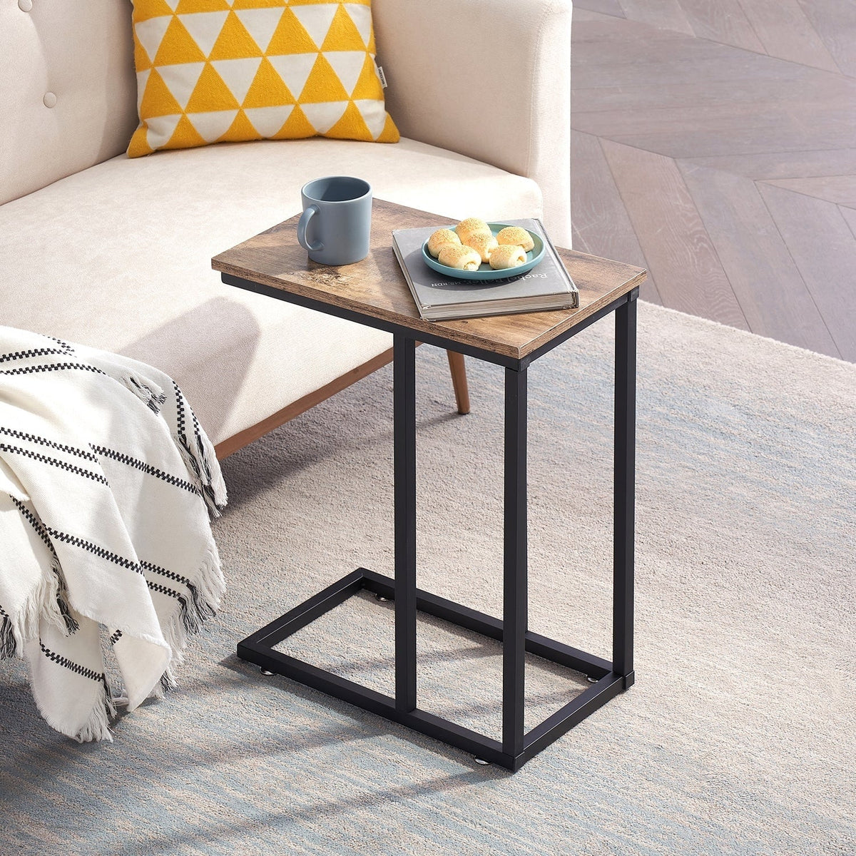 C-Shaped Sofa Side Tables, Set of 2, 11" D x 19" W x 24" H