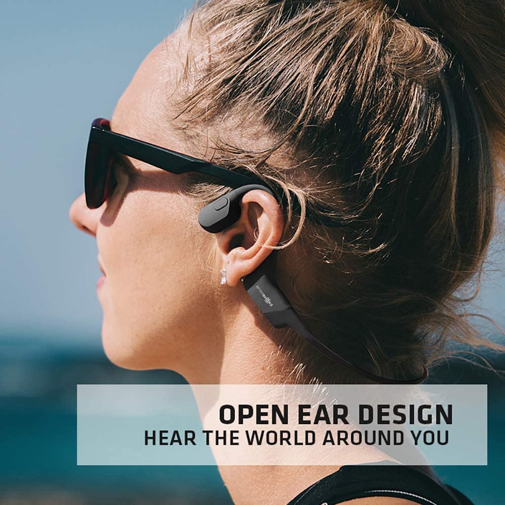 AfterShokz Aeropex Open-Ear Wireless Bone Conduction Headphones With Sport Belt, Cosmic Black - 2.3