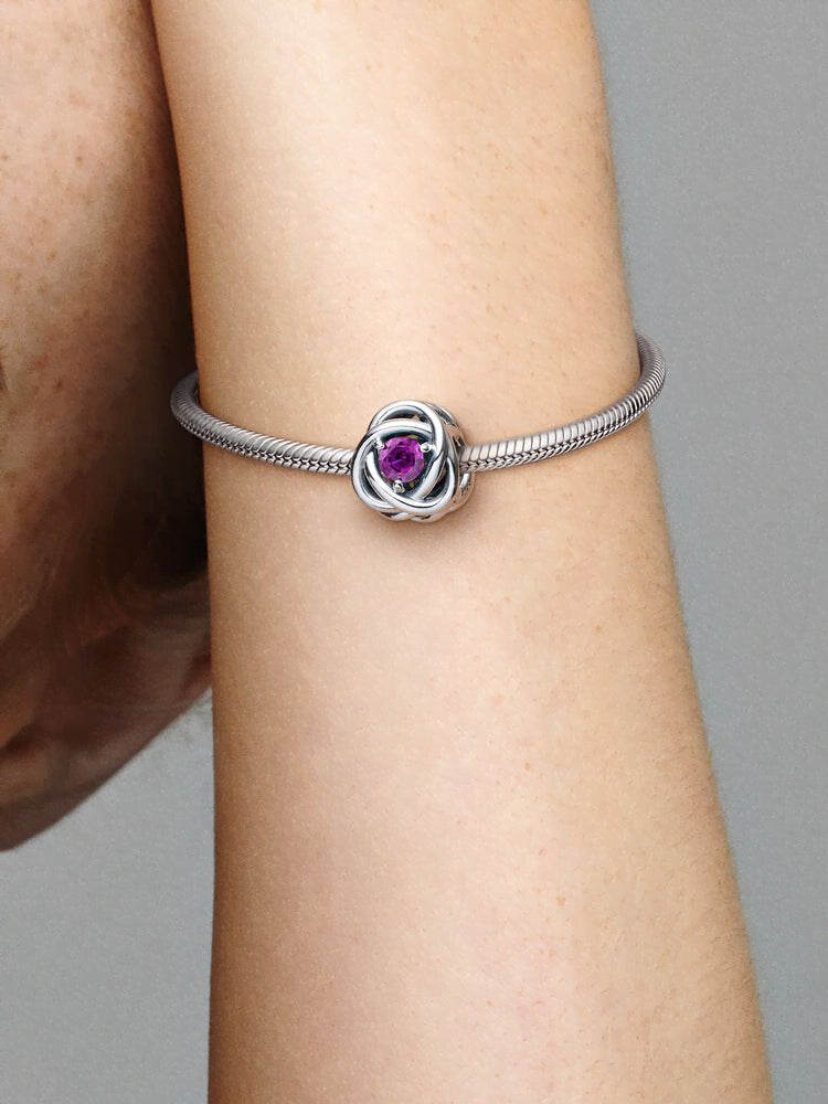 February Purple Eternity Circle Charm