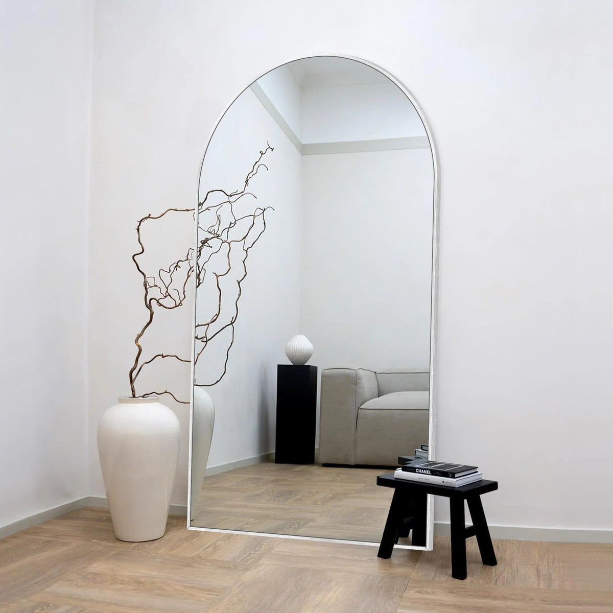 Arched Full Length Floor Mirror With Aluminum Alloy Frame - 65x22, 71x24, 71x28, 71x32
