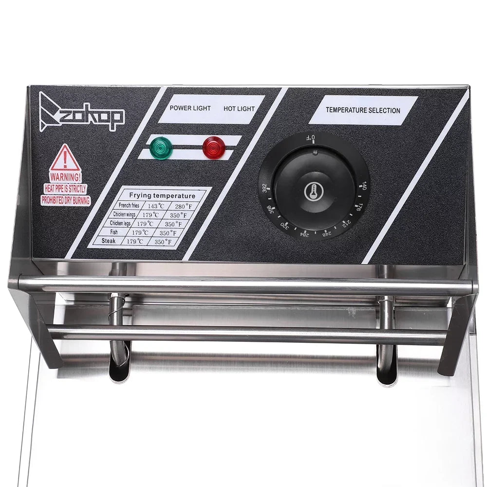 ZOKOP Countertop Electric Deep Fryer 6.3QT/6L Stainless Steel, 2500W