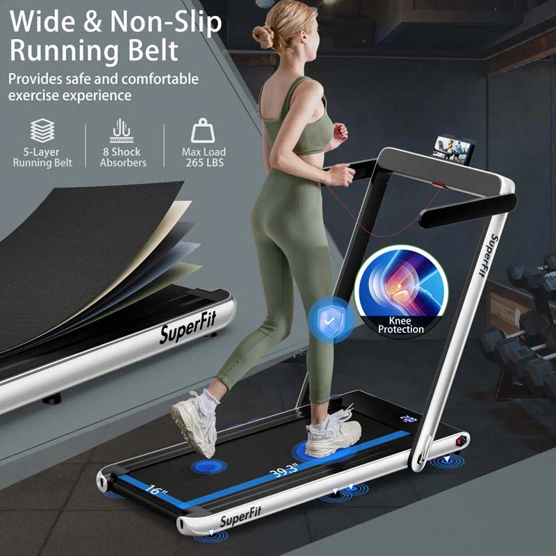 GYMAX 2-in-1 Folding Under Desk Treadmill With Speaker, App And Remote Control - 2.5HP