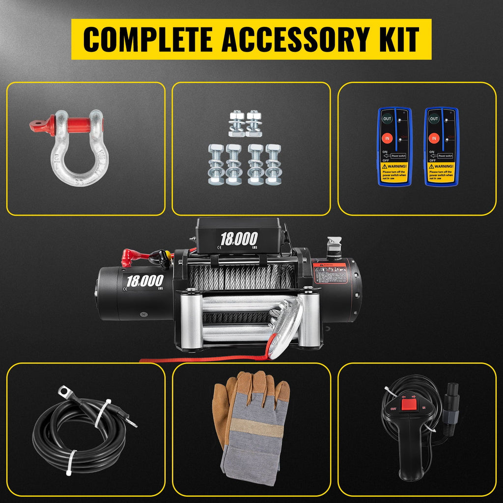 Electric Winch 18,000 lbs 12V Steel Cable