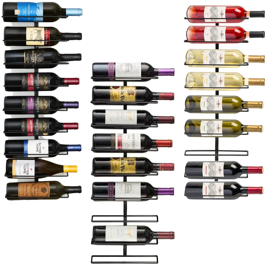 Wall-Mounted Vertical Wine Rack Set, 27-Bottle Capacity