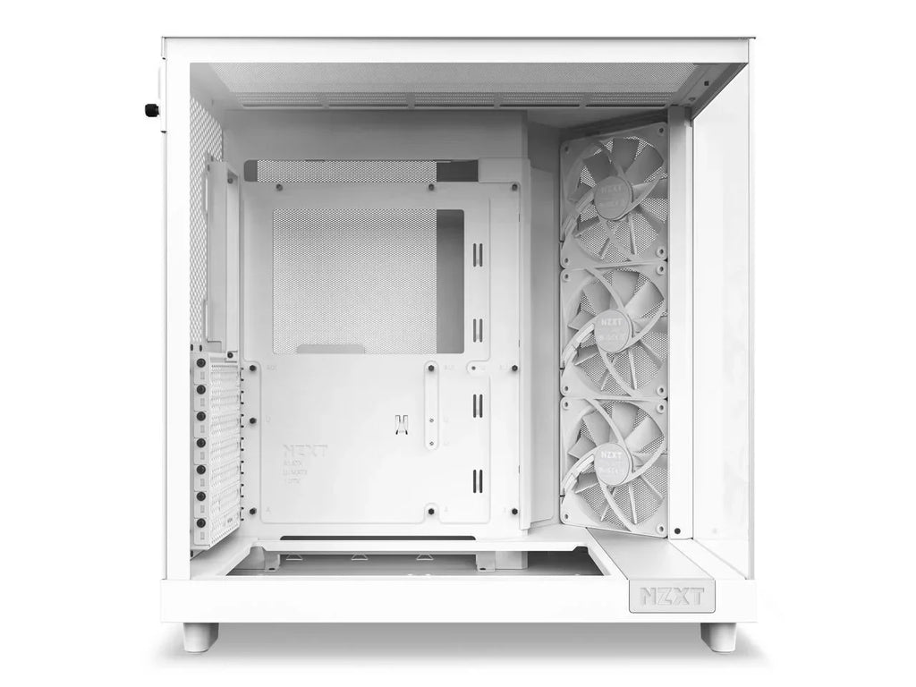 NZXT H6 Flow Compact Dual-Chamber Mid-Tower Airflow Case, White - CC-H61FW-01