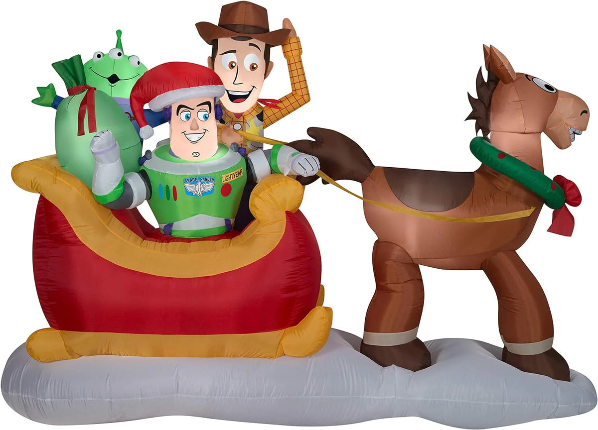 Gemmy Disney Toy Story Sleigh Christmas Inflatable Scene, 96 x 32 x 13 Inches - 9016718
