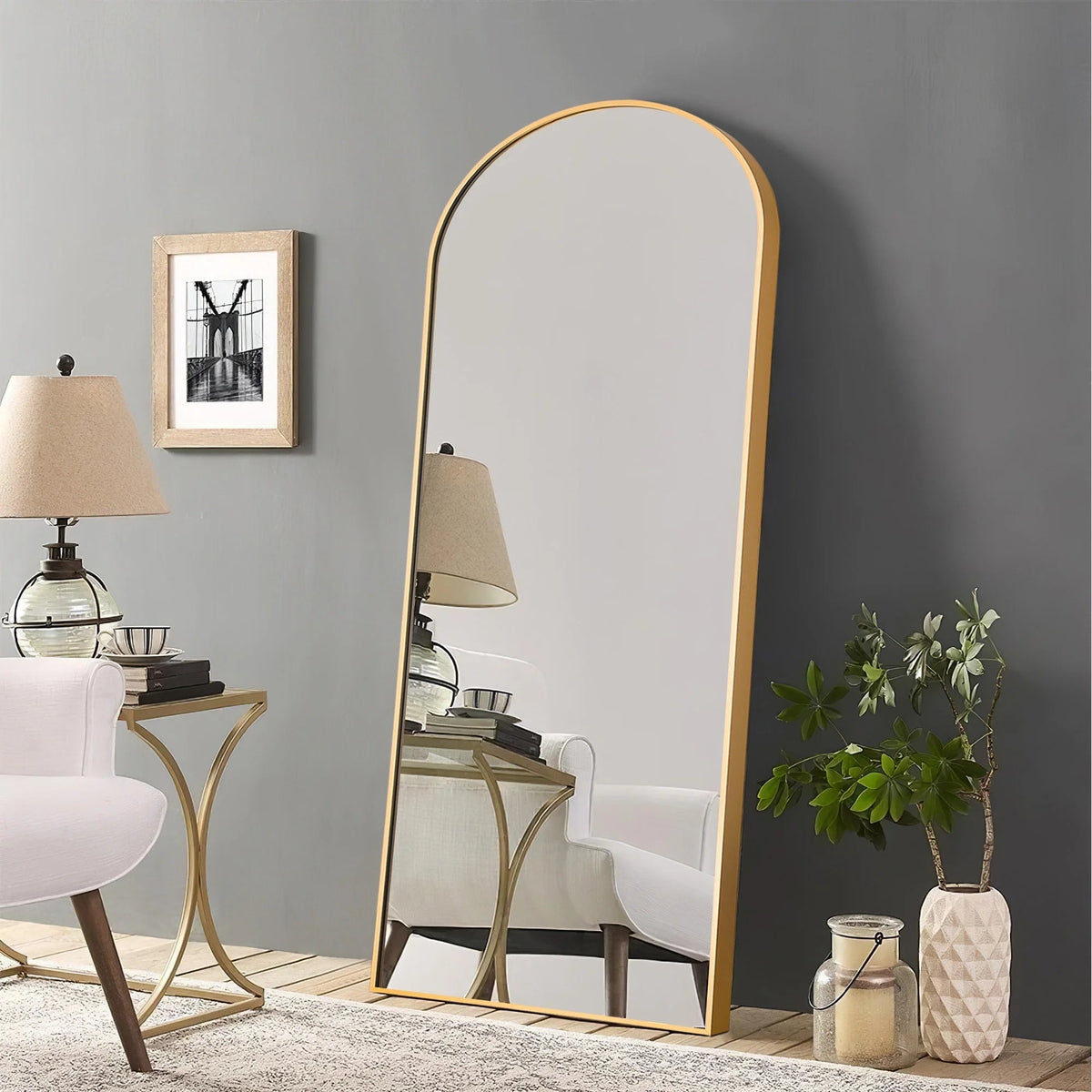 Arched Full-Length Floor Mirror - Standing And Wall-Mounted