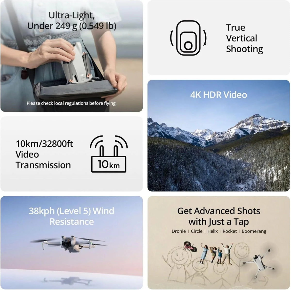 dji Camera Drone, 4K, 38-Min Flight Time, 10 km Video Transmission - Mini 3
