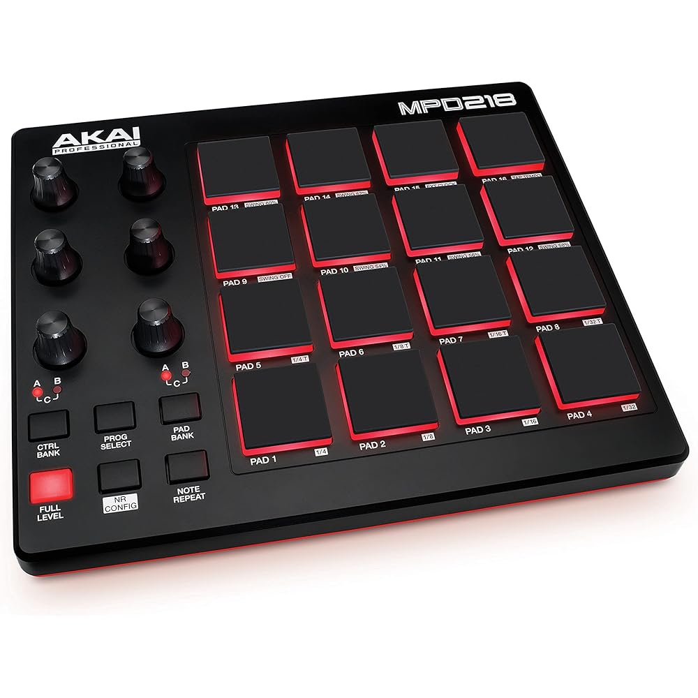 Akai Professional USB MIDI Controller With 16 MPC Drum Pads, 6 Assignable Knobs - MPD218