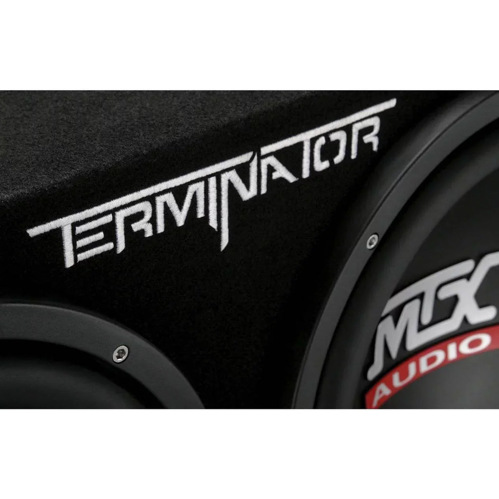 MTX TNE212D 12-Inch Dual Loaded Subwoofer Enclosure 2-Pack With Planet Audio AC1500.1 Amplifiers 2-Pack And Soundstorm AKS8 Wiring Kit