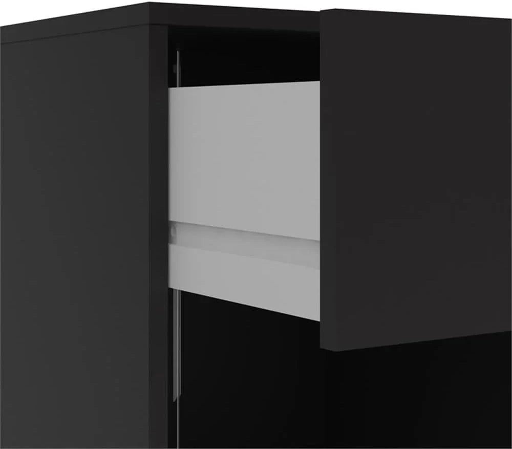 3-Piece Scandinavian Engineered Wood Bedroom Furniture Set With Black 6-Drawer Dresser, 3-Drawer Chest And Nightstand