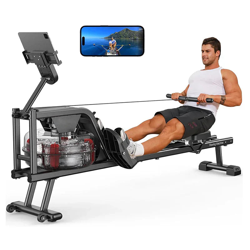 Foldable Magnetic Rowing Machine, 350 lb Weight Capacity, Bluetooth, Black