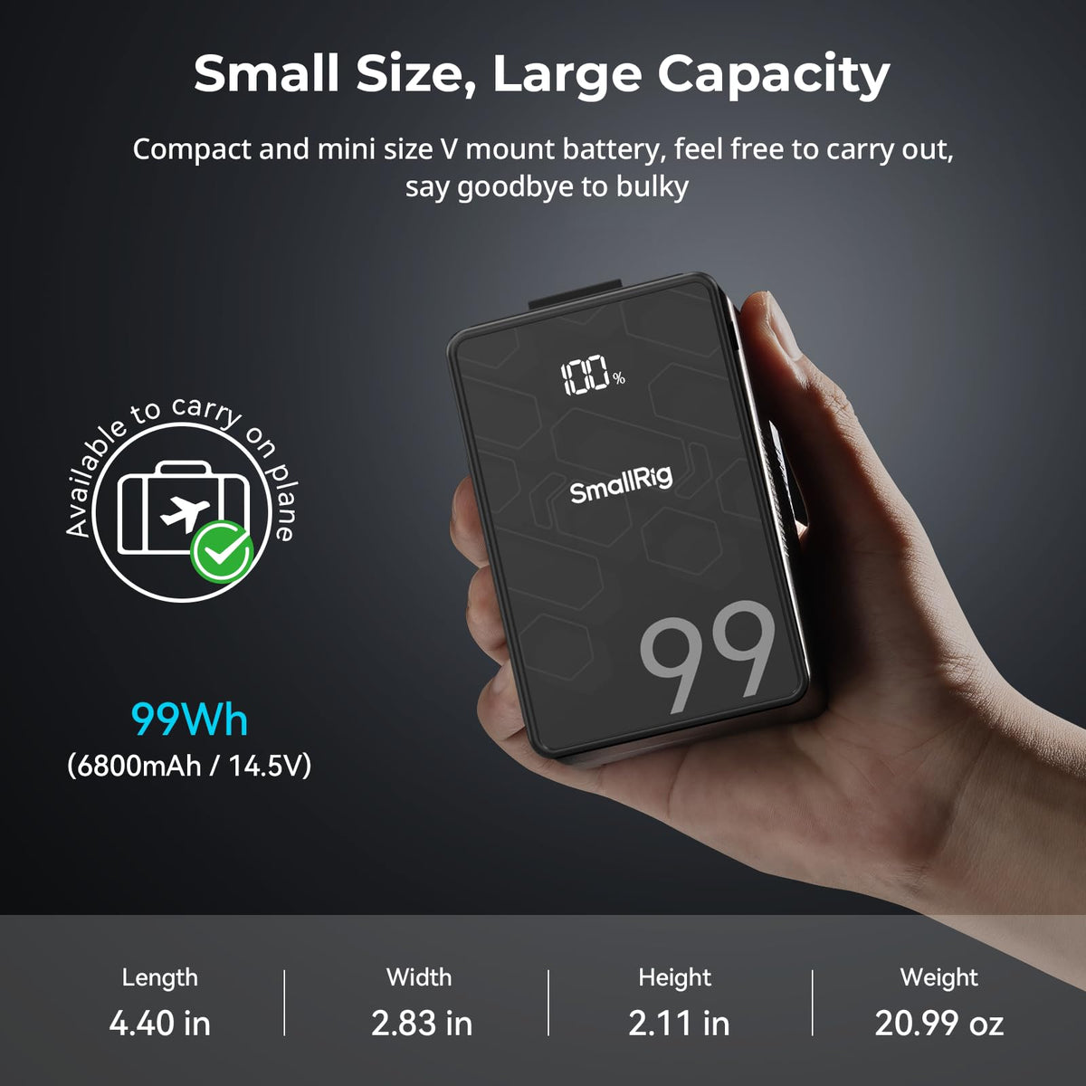 99Wh 6800mAh V-Mount Professional Camera Battery With 65W USB-C PD