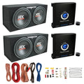 MTX TNE212D 12-Inch Dual Loaded Subwoofer Enclosure 2-Pack With Planet Audio AC1500.1 Amplifiers 2-Pack And Soundstorm AKS8 Wiring Kit
