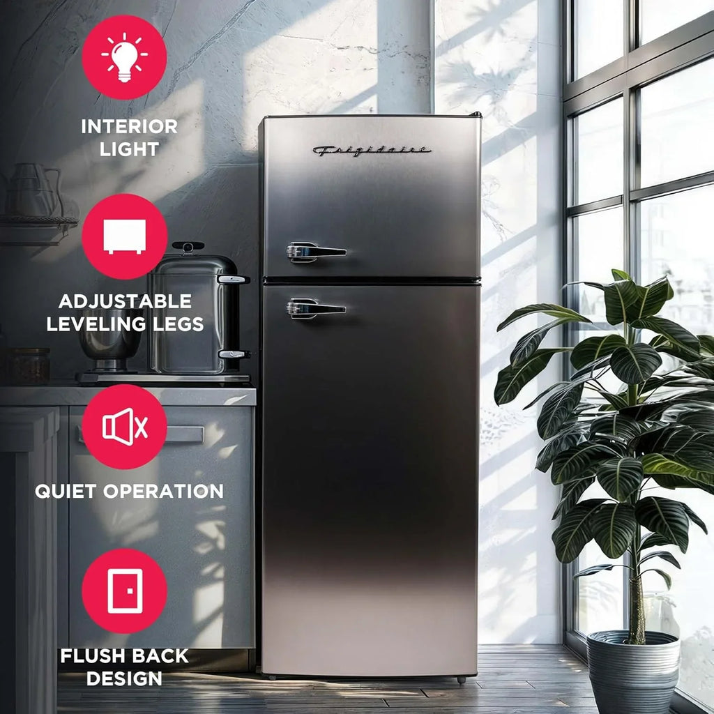 Frigidaire 2-Door Top-Freezer Apartment Size Refrigerator-Freezer Combo, 7.5 Cu Ft, Platinum Series Stainless