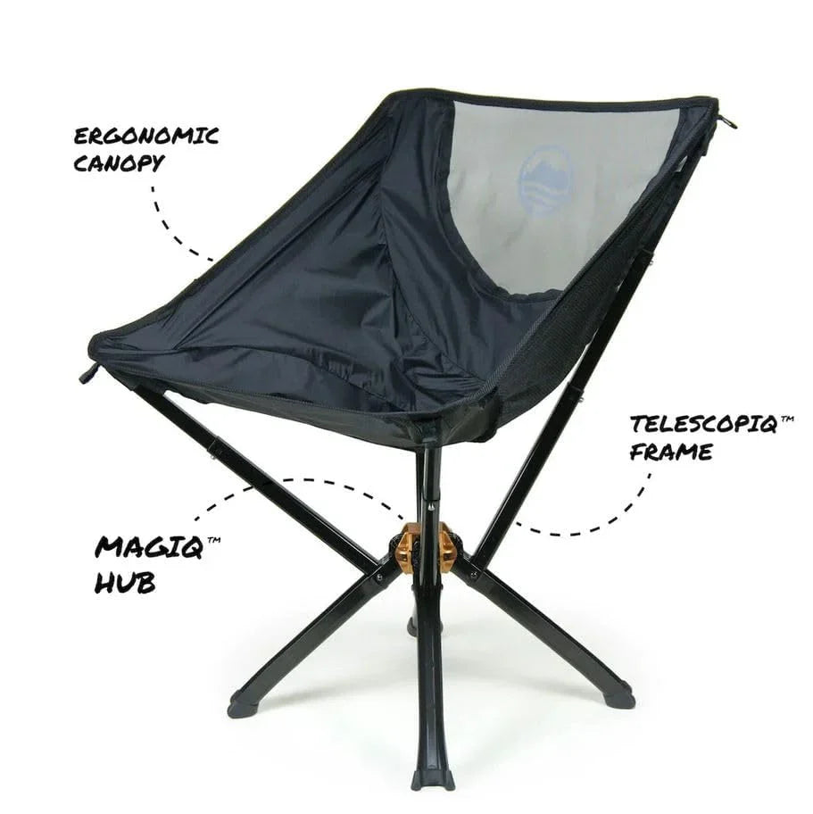 CLIQ Portable Folding Camping Chair, 300 Lbs, Black - CC01