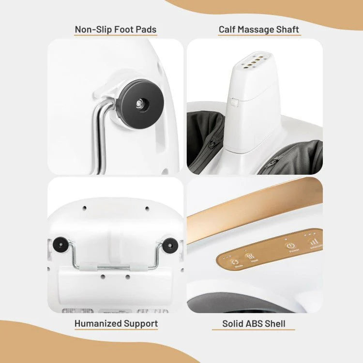 2-In-1 Electric Shiatsu Foot And Calf Massager With Heat, White - 16in x 16in x 14in / 17in x 10in x 9in