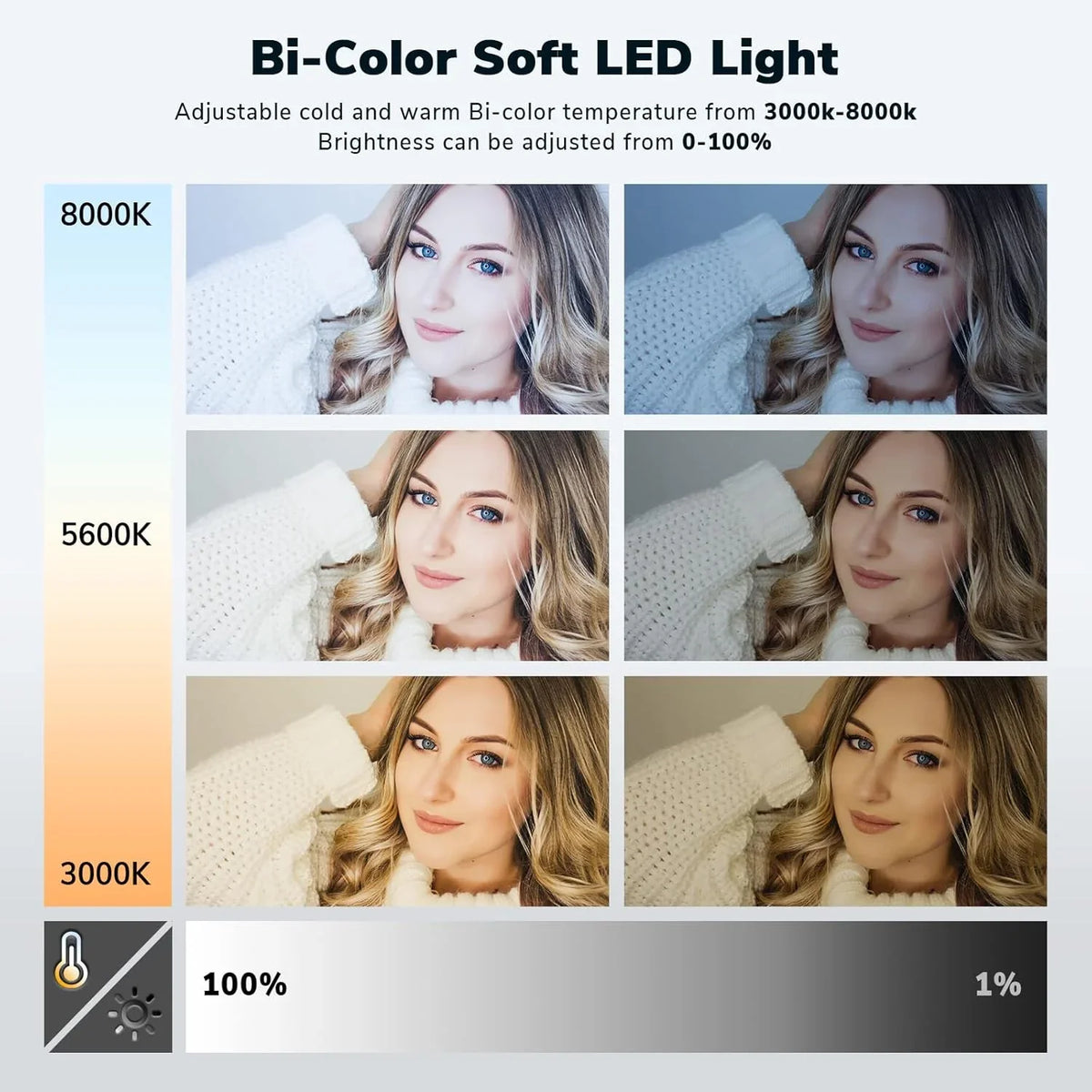 LED Video Light Panels, 15.4 in, 2 Pack, 45W, 3000K-8000K Bi-Color - D50