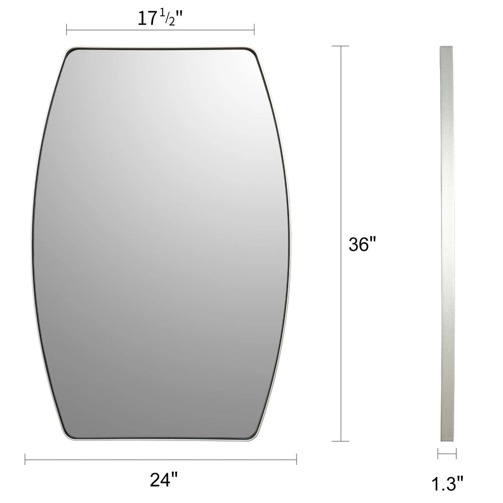 Oblong Metal Wall Mirror, 18 or 24 - Black, Gold, or Silver