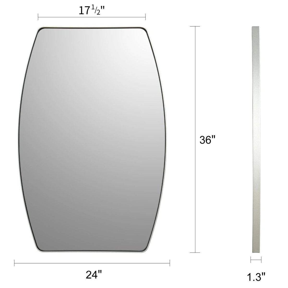 Oblong Metal Wall Mirror, 18 or 24 - Black, Gold, or Silver