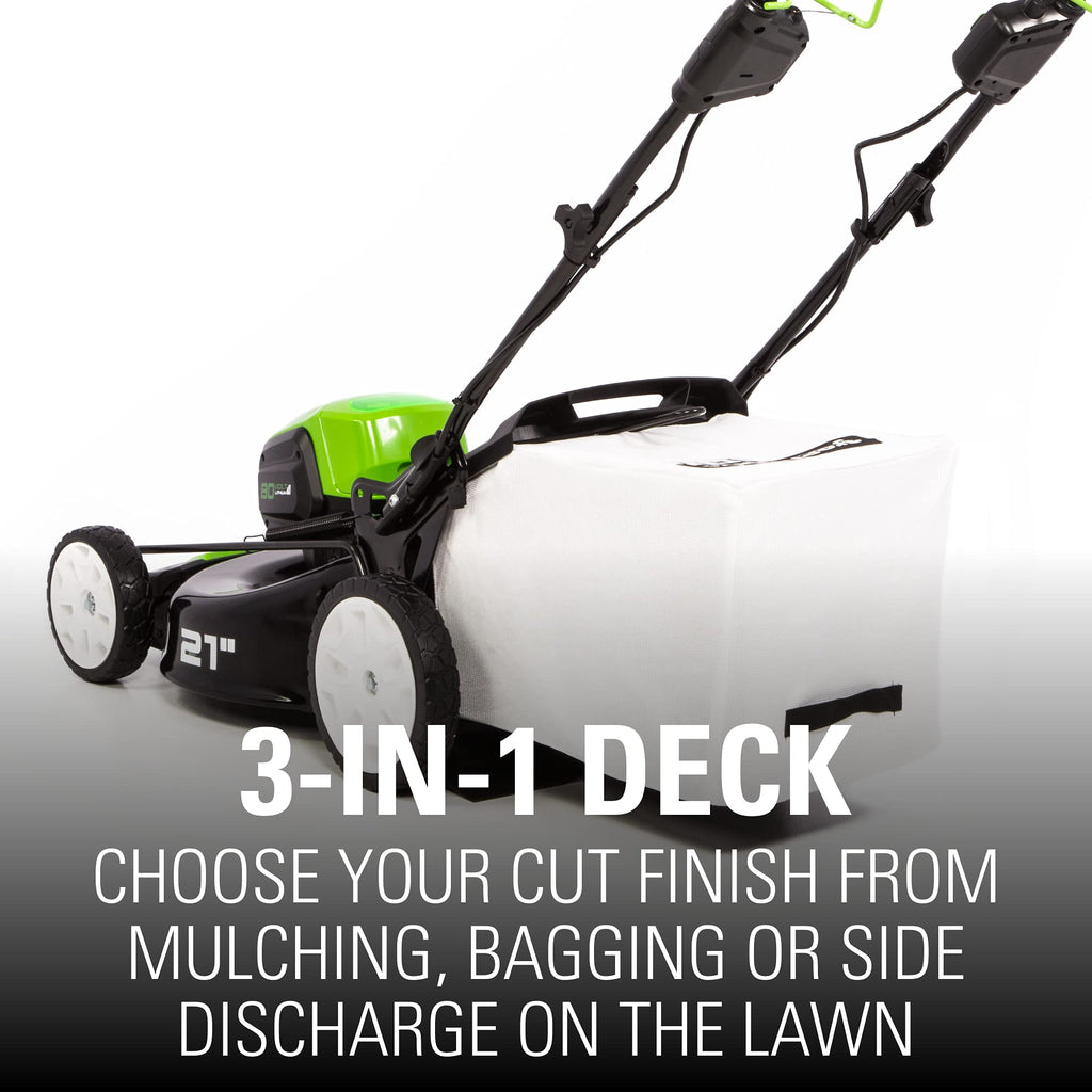 80V Cordless 21-Inch Self-Propelled Brushless Lawn Mower