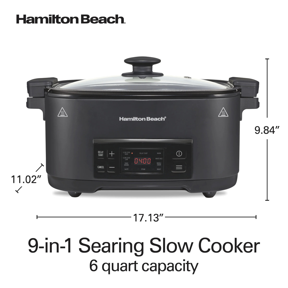 Hamilton Beach 9-in-1 Multi Cooker, 6 Qt Nonstick Aluminum Crock