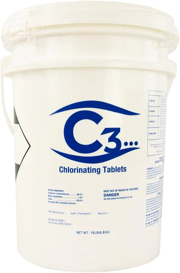 Rx Clear C3 3 in Stabilized Chlorine Tablets, Individually Wrapped, 50 Pounds - A204550