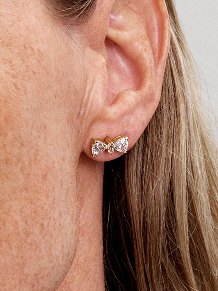 Sparkling Bow Stud Earrings