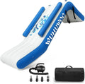WUHUWOO Inflatable Pontoon Boat Water Slide, Blue - Electric Air Pump And Storage Bag