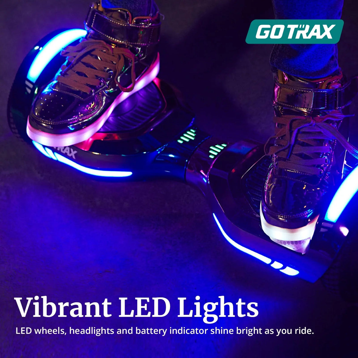Bluetooth Self-Balancing Hoverboard With 6.5-Inch Wheels, 7-Color Lights, 44-176 Lb. Capacity - Silver
